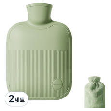 Shopping Doctor 防漏保暖熱敷熱水袋 + 柔軟絨毛外罩套組 淺綠色 2L, 2套