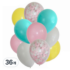 五彩紙屑可愛的派對氣球, 混色, 36個