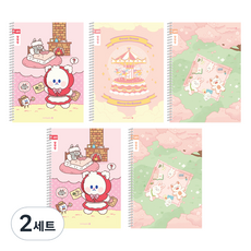 morning glory Chaewoom Note 國小線圈聯絡簿 寬格 3款 + 隨機出貨 2入 B組, 軟萌小紅帽 + 旋轉木馬 + 賞櫻, 2套