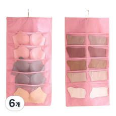 로즈로드 양면 속옷케이스 앞면 5칸 뒷면 10칸, 6개, 핑크