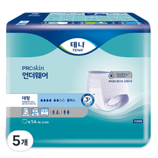 테나 남녀공용 언더웨어 플러스 성인기저귀, 대형, 14개입, 5개