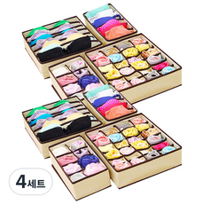 마켓감성 속옷정리함 4종세트, 4세트, 베이지