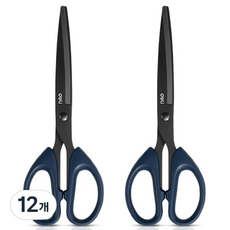 deLi 得力 多用途 雙手適用 黑色 不鏽鋼剪刀 中型 6009-S, 藍色, 12個
