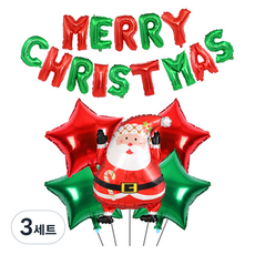 미미파티 크리스마스 파티 풍선 가랜드 + 산타풍선 세트, 레드 + 그린, 3세트