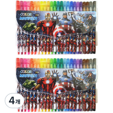 에이치엠플러스 마블 아이언맨 헐크 토르 캡틴 아메리카 남아용 24색 사인펜, 혼합색상, 4개