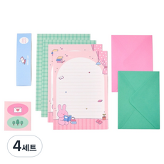 BUTTERSHOP Modern House 牛奶貓 Scrabbit 信紙 4入組 休息 野餐, 混合色, 4套