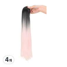 彩虹綁髮馬尾造型雙色局部假髮, 雙色粉紅, 4個