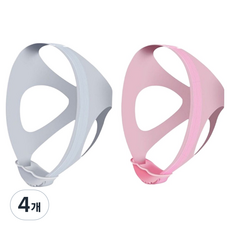 숨에르 입벌림 방지 수면 턱밴드 스트랩 핑크 + 그레이 세트, 4개