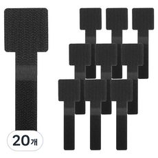 Dium 電線整理魔鬼氈固定束帶, 黑色, 20個