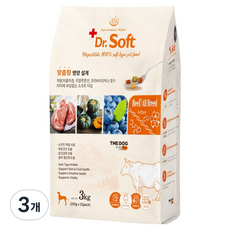 더독 강아지 전연령용 닥터 소프트 사료, 소, 3kg, 3개