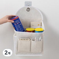 Ttabongoppa 免打孔 生活防水 壁掛式 口袋 收納籃 10 x 23 x 41 cm JNHA1784, 2個, 象牙白