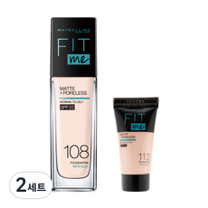 메이블린 핏미 파운데이션 30ml + 미니 파운데이션 5ml 세트, 본품(108 라이트 포슬린), 미니(랜덤발송), 2세트