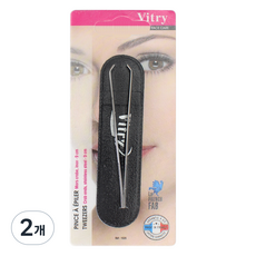 Vitry 고급 크랩 크로 트위저 족집게 + 파우치 세트, 2개