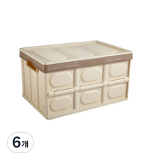 접이식 다기능 잡화 자동차 보관 상자 30L, 브라운, 6개