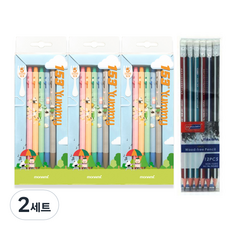 DOnG-A Pms Monami 153 Yummy 0.5mm 原子筆 5款 x 3入 + Skyglory 三角橡皮擦鉛筆 12入, 混合色(原子筆), 黃色(鉛筆), 2套