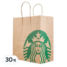 스타벅스 종이 쇼핑백 대, 크라프트, 30개