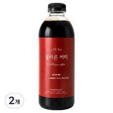 올바른커피 콜드브루 너티 블렌딩 더치커피 원액, 2개, 1개입, 1L