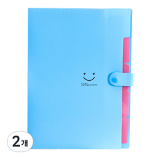 스마일리 아코디언파일 A4 5칸, 블루, 2개