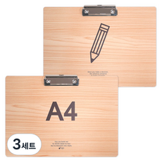 POPO FANCY 簡約木質橫式A4板夾 2款, 混合色, 3套