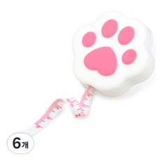 indi.k 貓咪白色肉球捲尺, 6個, 1m