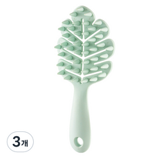 Monglico 葉子形狀每日頭皮按摩梳, 3個, 薄荷綠