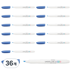 문화연필 언더라인S 마일드 파스텔 형광펜, 마일드 오션블루, 36개