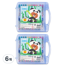 LINE FRIENDS 叢林布朗蠟筆 藍色, 24色, 6個