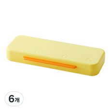 마켓감성 오리무늬 사각 이단 필통, 옐로우, 6개