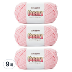 미소털실 미소니트 코아니 코튼 패브릭얀 뜨개실, 06연핑크, 9개