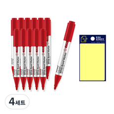 monAmi Sigmaflo 生墨白板筆 220 12入 + Tocovy 黃色便利貼 組, 紅色, 4套