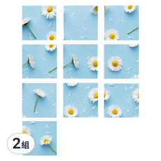 INS 歐風系列 花磚壁貼 10片組, 20 x 20cm, B11, 2組, 花卉圖案 藍色