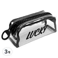 리드홈 튼튼한 PVC 방수 왕지퍼 필통 파우치, 투명, 3개