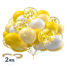 만들하비 컨페티 풍선 30p 세트, 옐로우(랜덤발송), 2세트