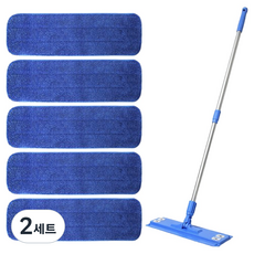 Clean Trouble Shooter 2段式舒適腰部寬版拖把 + 濕拖布補充包5入組, 2套