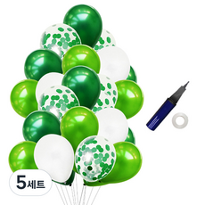 윰스 파티장식 스팽클 풍선 40p + 리본 + 펌프, 그린화이트, 5세트