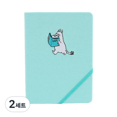 무민 자수 만년형 양장 다이어리, 블루, 2세트