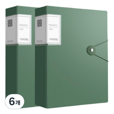 質做創品 高級款防開扣環辦公用A4透明文件夾 40頁, 橄欖綠, 6個
