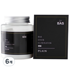 BAS 차량용 생활 탈취제 미니 플러스 플레인 무향, 160g, 6개