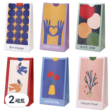 indi.k 現代藝術紙袋 6入 + 貼紙 6入 組, 混色, 2套