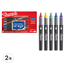 Sharpie 創意水性壓克力軟毛筆尖麥克筆, 2個, 5色