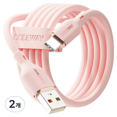 코드웨이 A타입-C타입 팔레트 고속충전 케이블, 0.6m, 멜로우 핑크, 2개