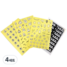 토비메모리 흑지앨범용 초음파 사진 앨범 꾸미기 주수스티커 4종 세트, 블랙, 4세트