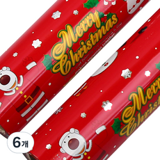 뽀로로 크리스마스 비닐 증착롤 포장지, 눈적색, 6개