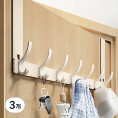 Happy Withers 免鑽孔門上掛勾 門用掛架 28cm 14勾, 3個, 象牙白