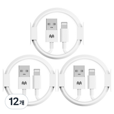 구스페리 A타입-라이트닝 8핀 아이폰 고속충전 케이블, 화이트, 12개, 1m