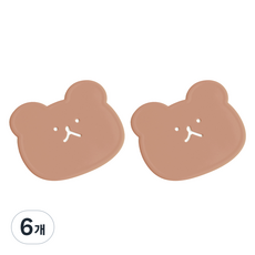 에이드엘 펀칭베어 실리콘 컵받침, 브릭레드, 6개