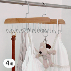 DEMIMOOD 多用途內衣背心領帶衣架帽架, 天然木色, 4個