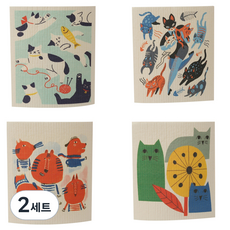 brwd 요술 셀룰로오스 메이캣 키친타월 4종 세트, 2세트