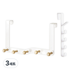 도어 행거 5구 + 수직 후크 2p 세트 R98526A, 화이트, 3세트