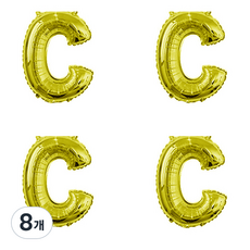 姓名縮寫字母銀箔氣球 字母大寫C, 金色, 8個